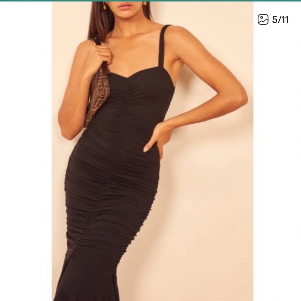 Reformation Ruched Midi Dress